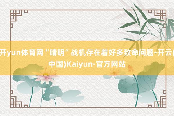 开yun体育网“晴明”战机存在着好多致命问题-开云(中国)Kaiyun·官方网站