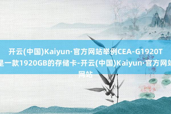 开云(中国)Kaiyun·官方网站举例CEA-G1920T是一款1920GB的存储卡-开云(中国)Kaiyun·官方网站