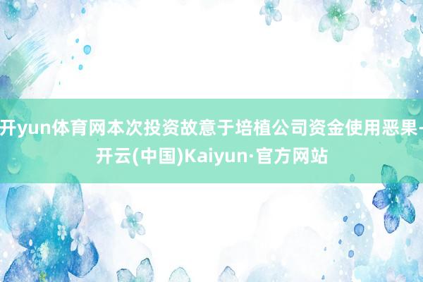 开yun体育网本次投资故意于培植公司资金使用恶果-开云(中国)Kaiyun·官方网站